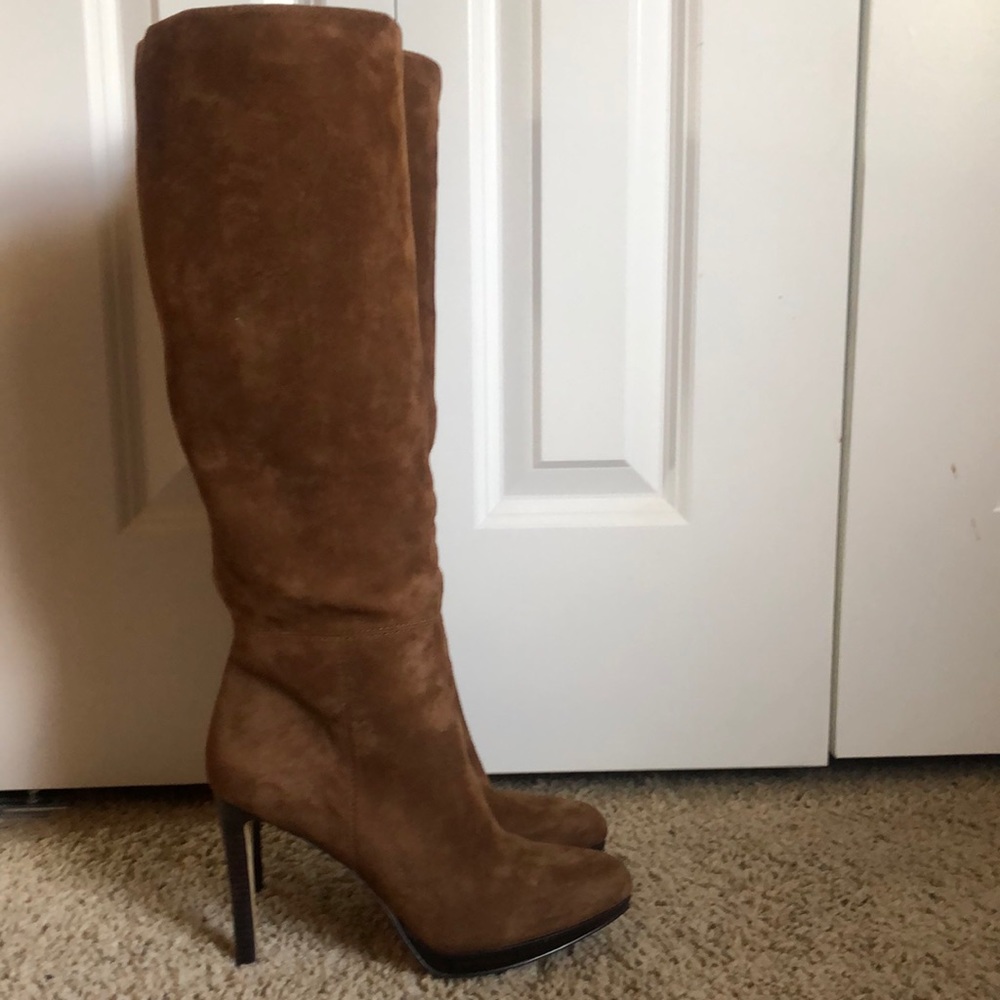 Nine West tall suede platform boots.